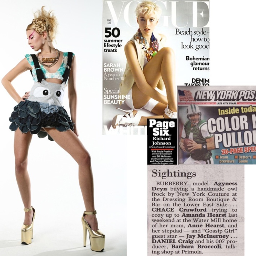 New York Couture Handmade Reworked GREY OWL Dress Jumper